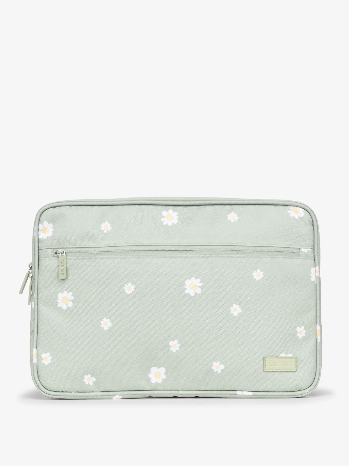 CALPAK 15-17 Inch Laptop protective case with front zippered pocket in green floral print