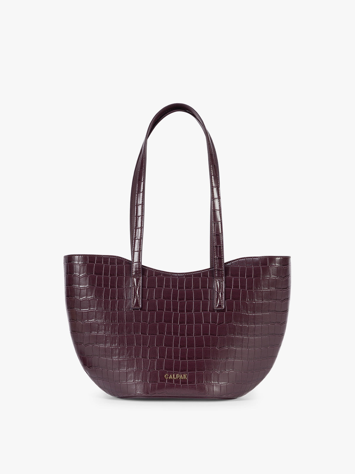 Haven Tulip Tote in Croc-Embossed- DARK CHERRY CROC