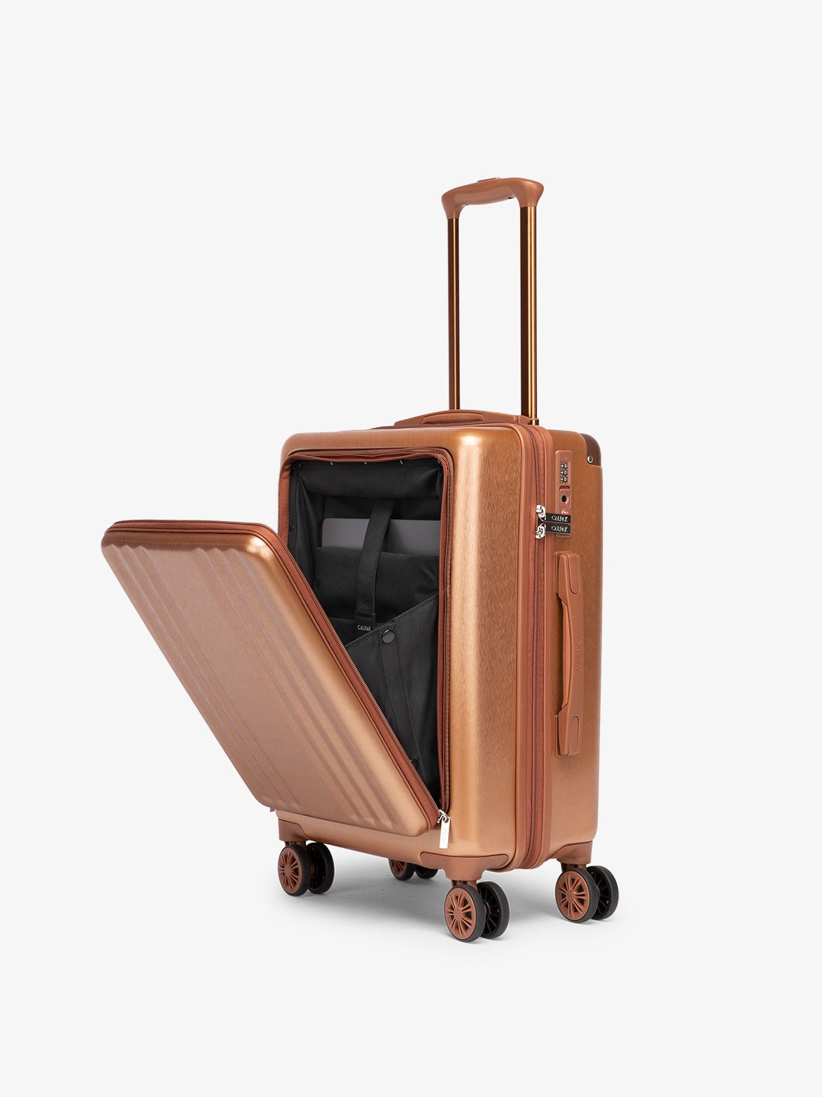 CALPAK Ambeur front pocket lightweight carry-on luggage in copper
