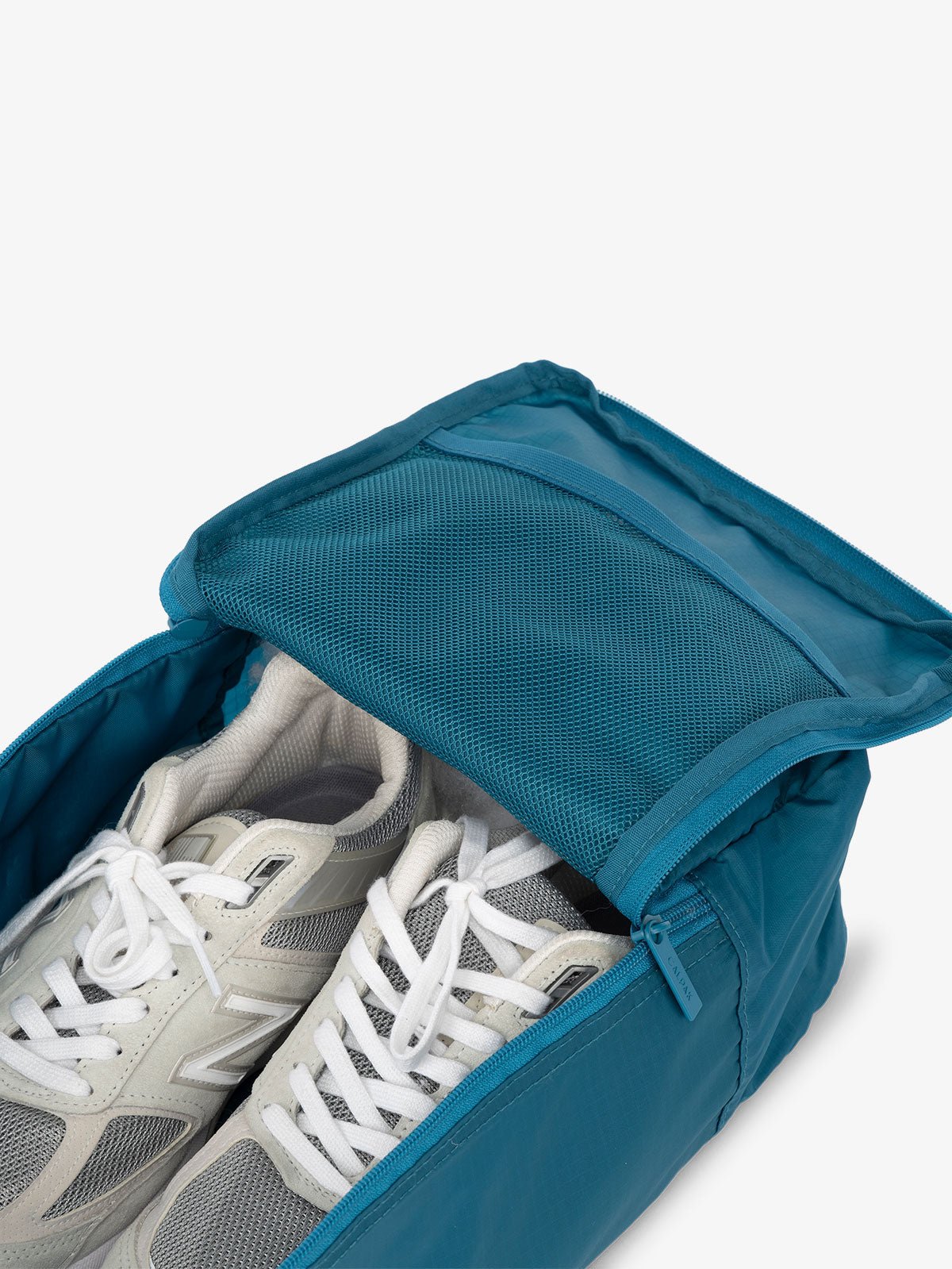 CALPAK Compakt zippered shoe travel bag with mesh pocket in blue