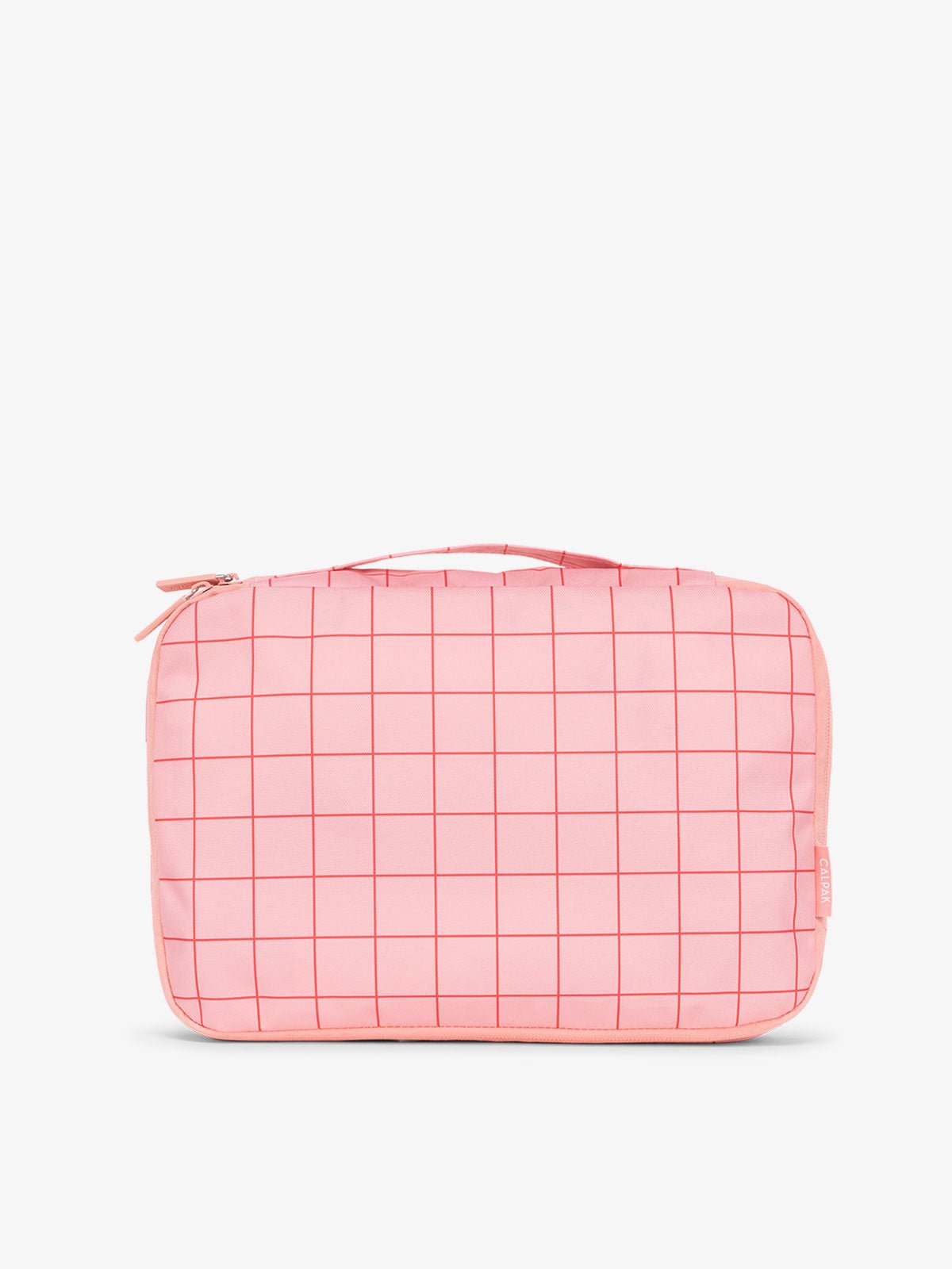 CALPAK packing cubes with top handle in pink grid print