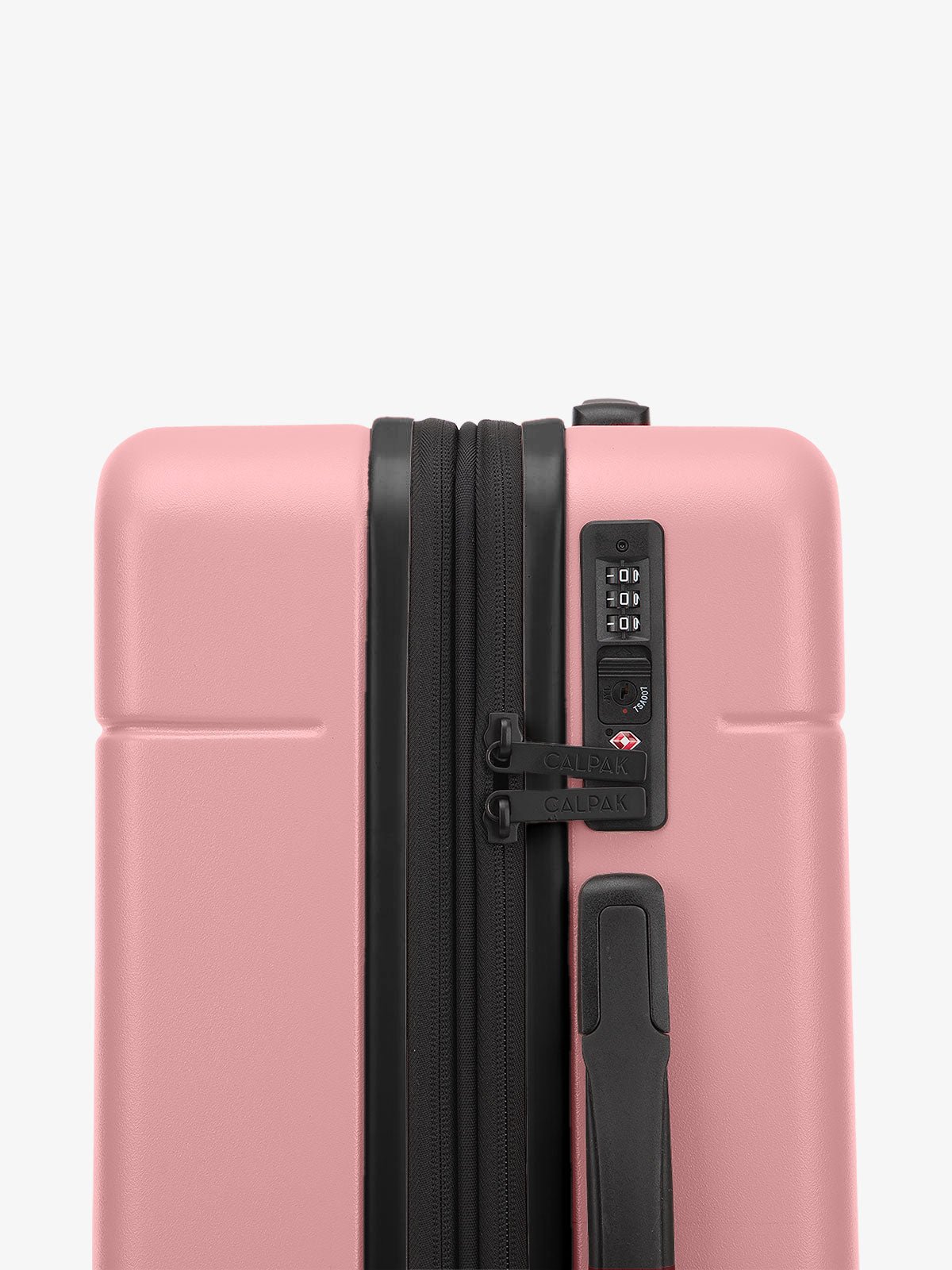 Pink mauve hue rolling carry-on suitcase with TSA locks