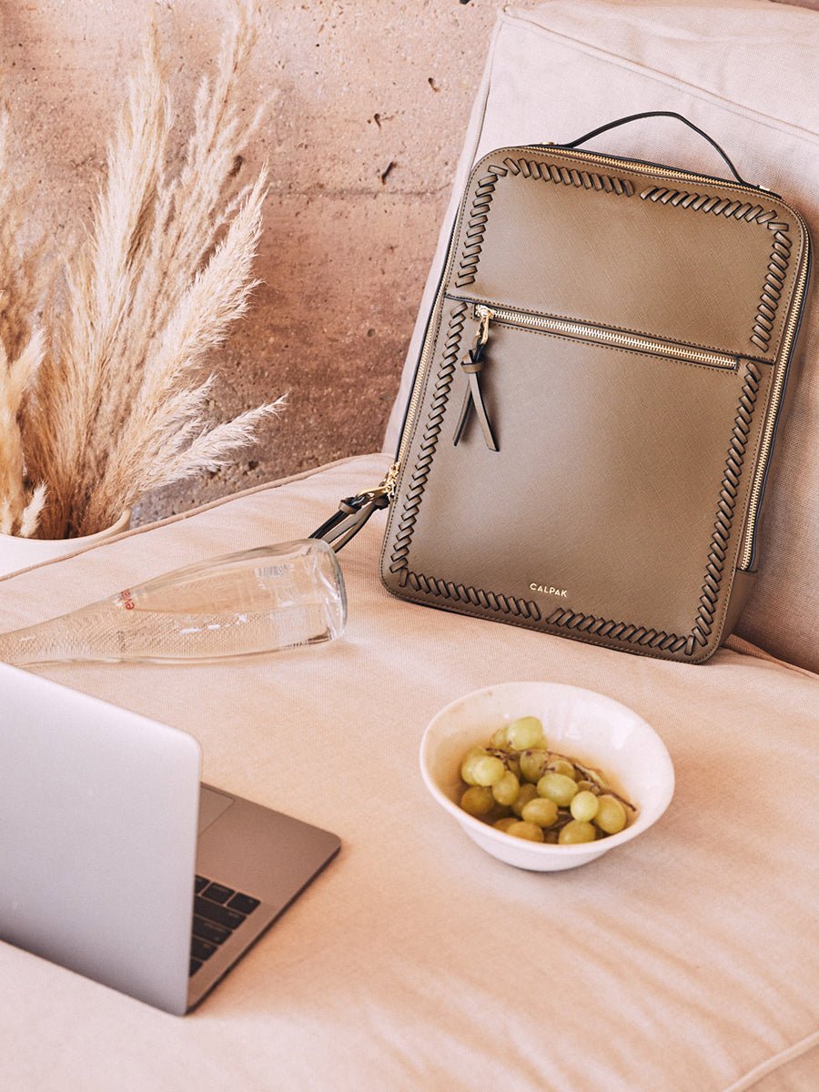 olive khaki green CALPAK Kaya laptop backpack for everyday