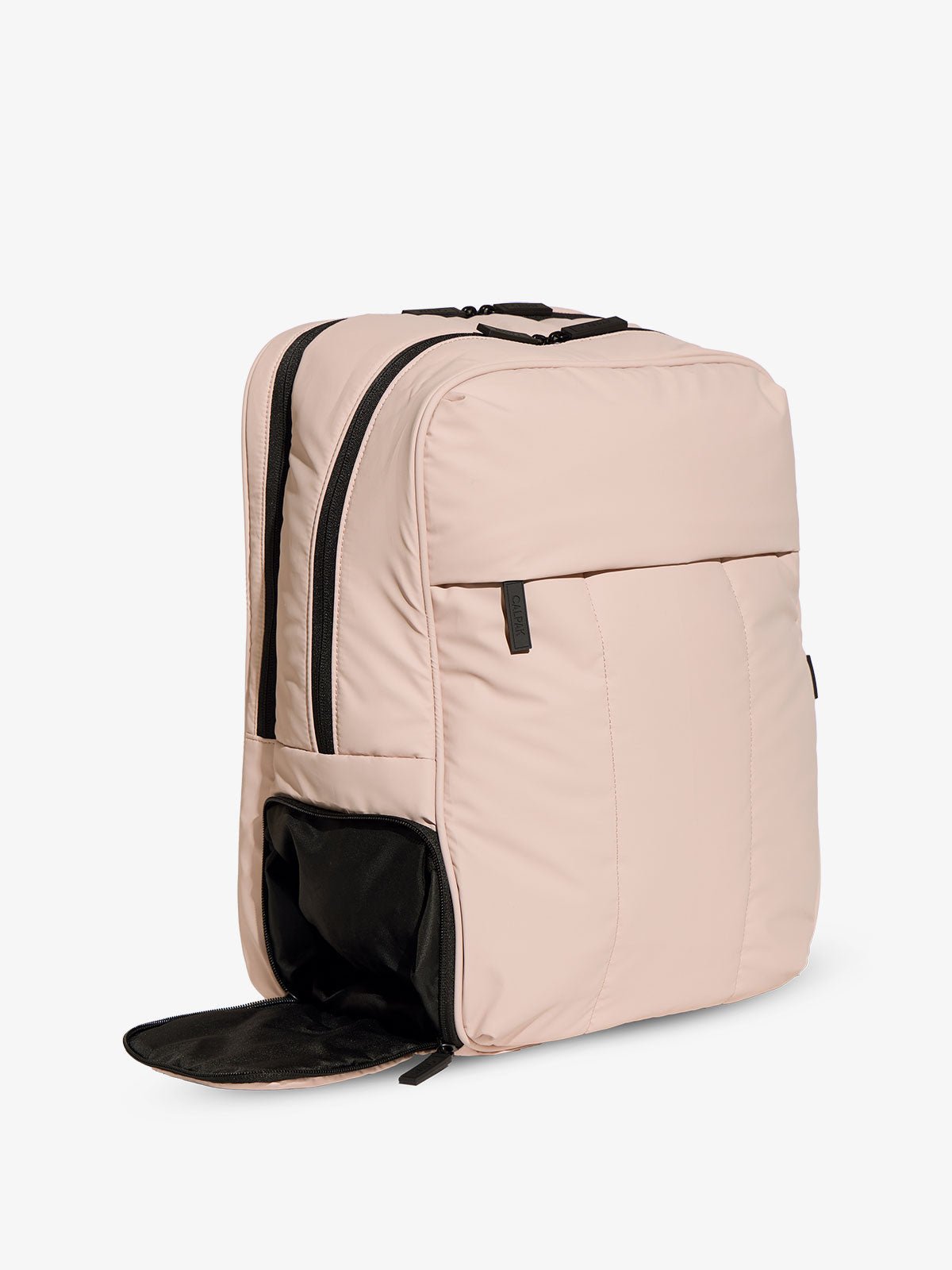 Luka 17 inch Laptop Backpack with shoe compartment in pink rose quartz