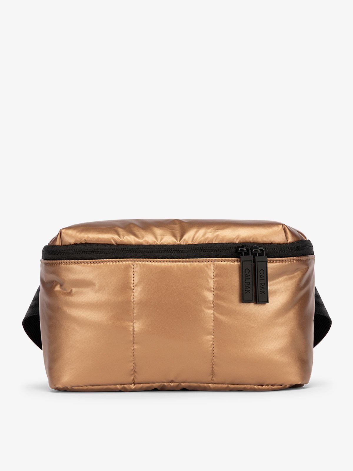 CALPAK Luka Belt Bag with soft puffy exterior in metallic brown copper