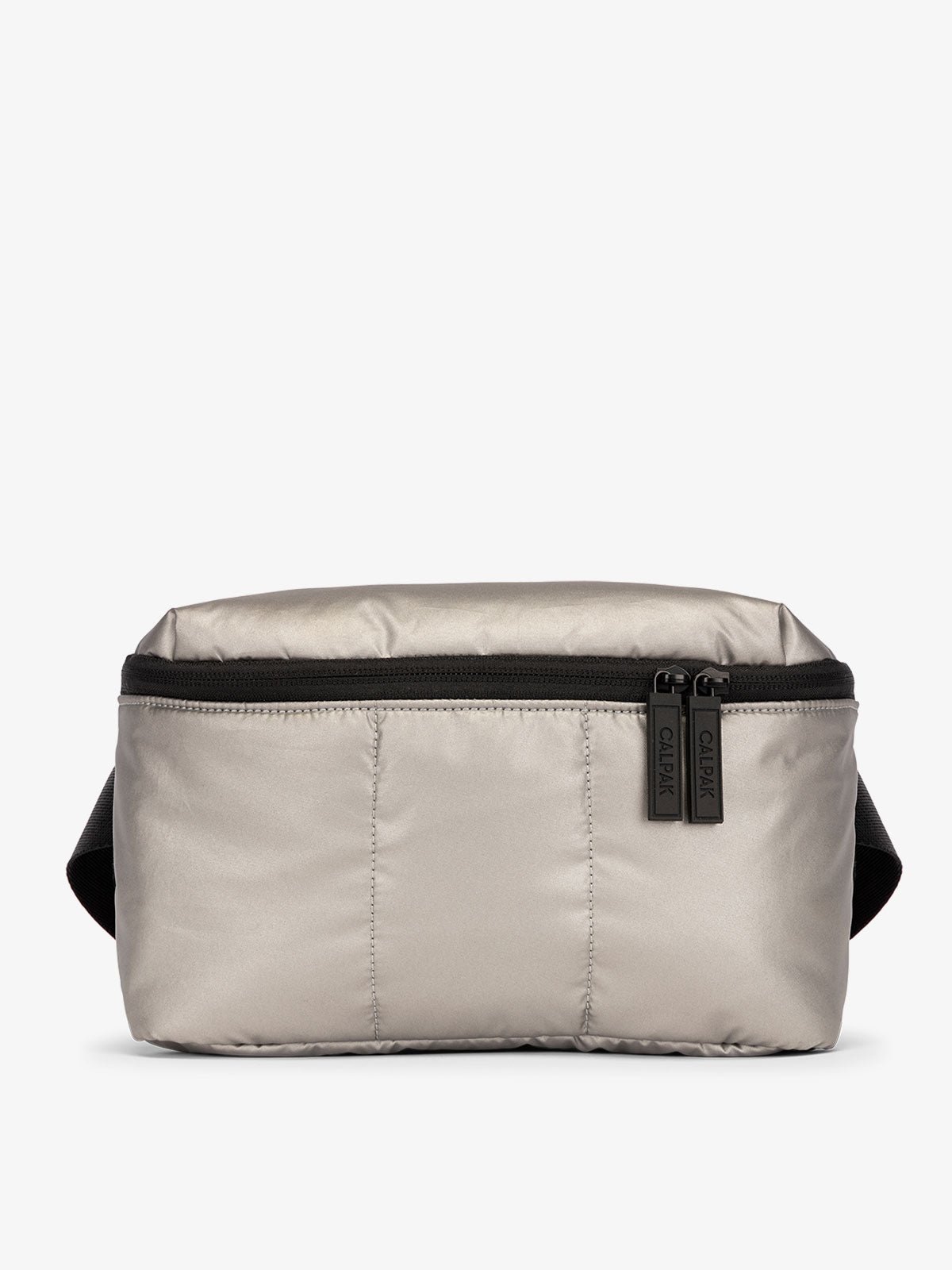 CALPAK Luka Belt Bag with soft puffy exterior in silver