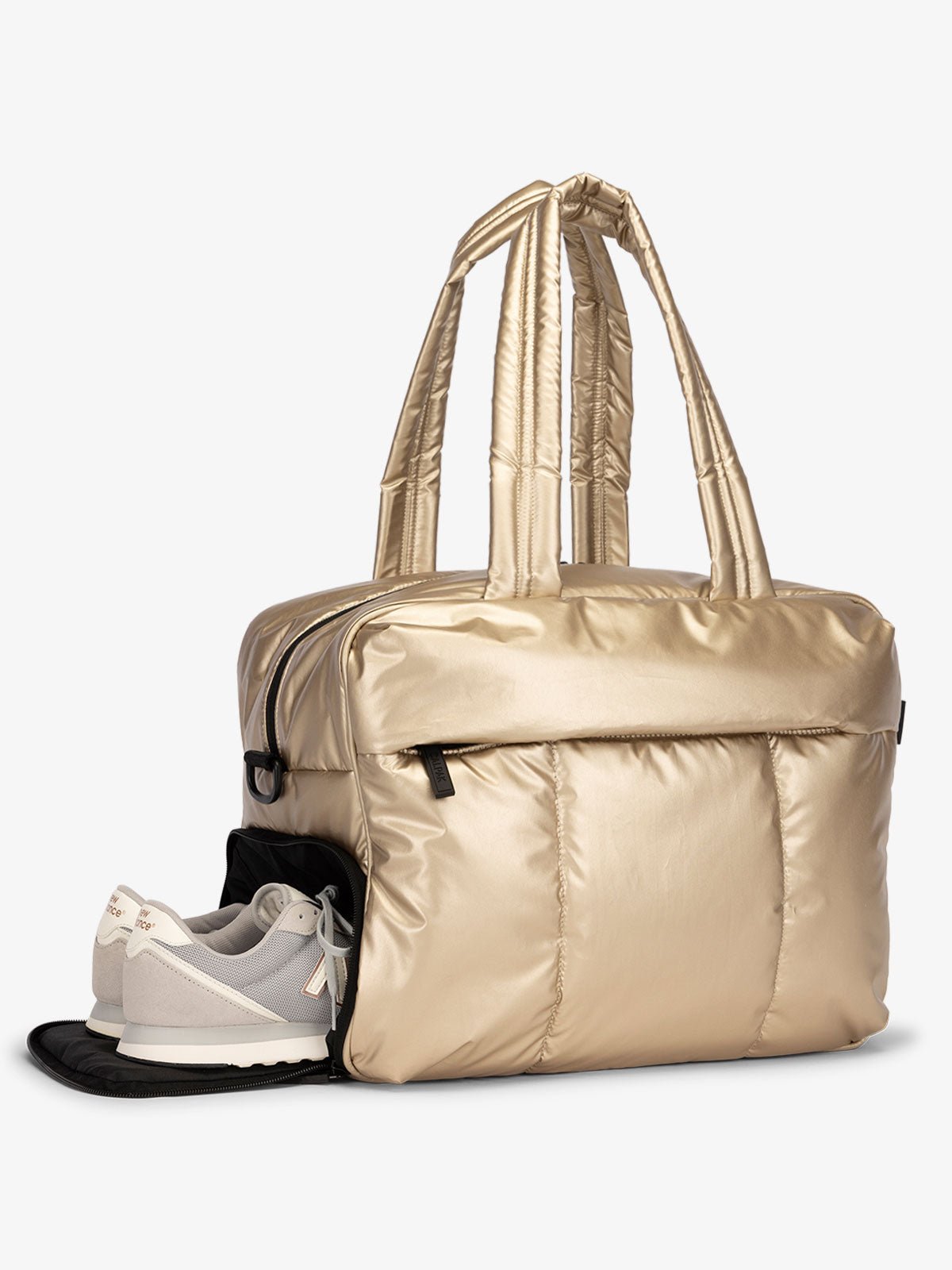 shoe compartment for Luka Duffel Bag in metallic gold