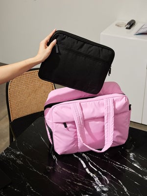 CALPAK Luka puffy Duffel Bag for women in pink; DSM1901-BUBBLEGUM