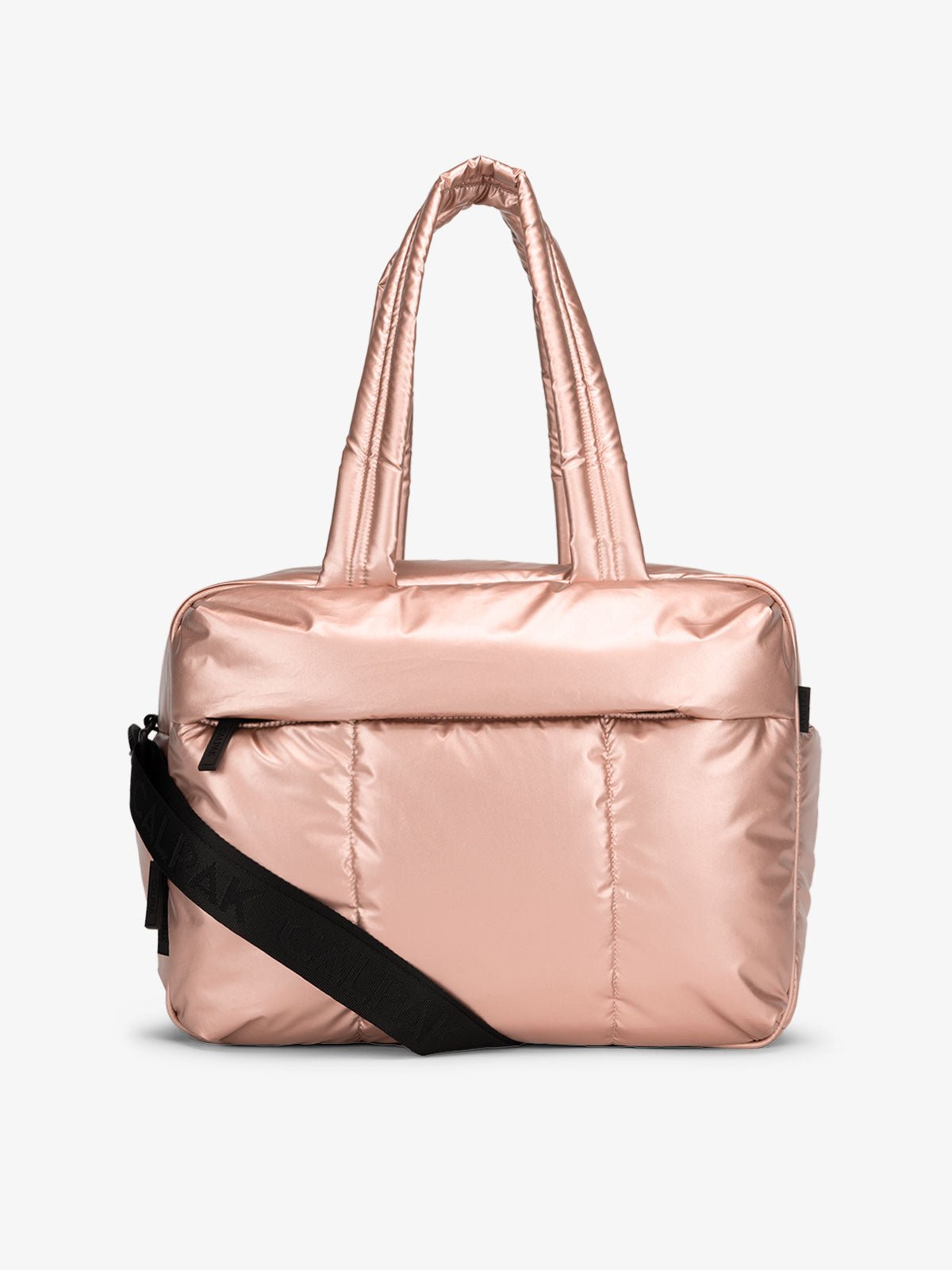 CALPAK Luka Duffel bag in metallic pink rose gold