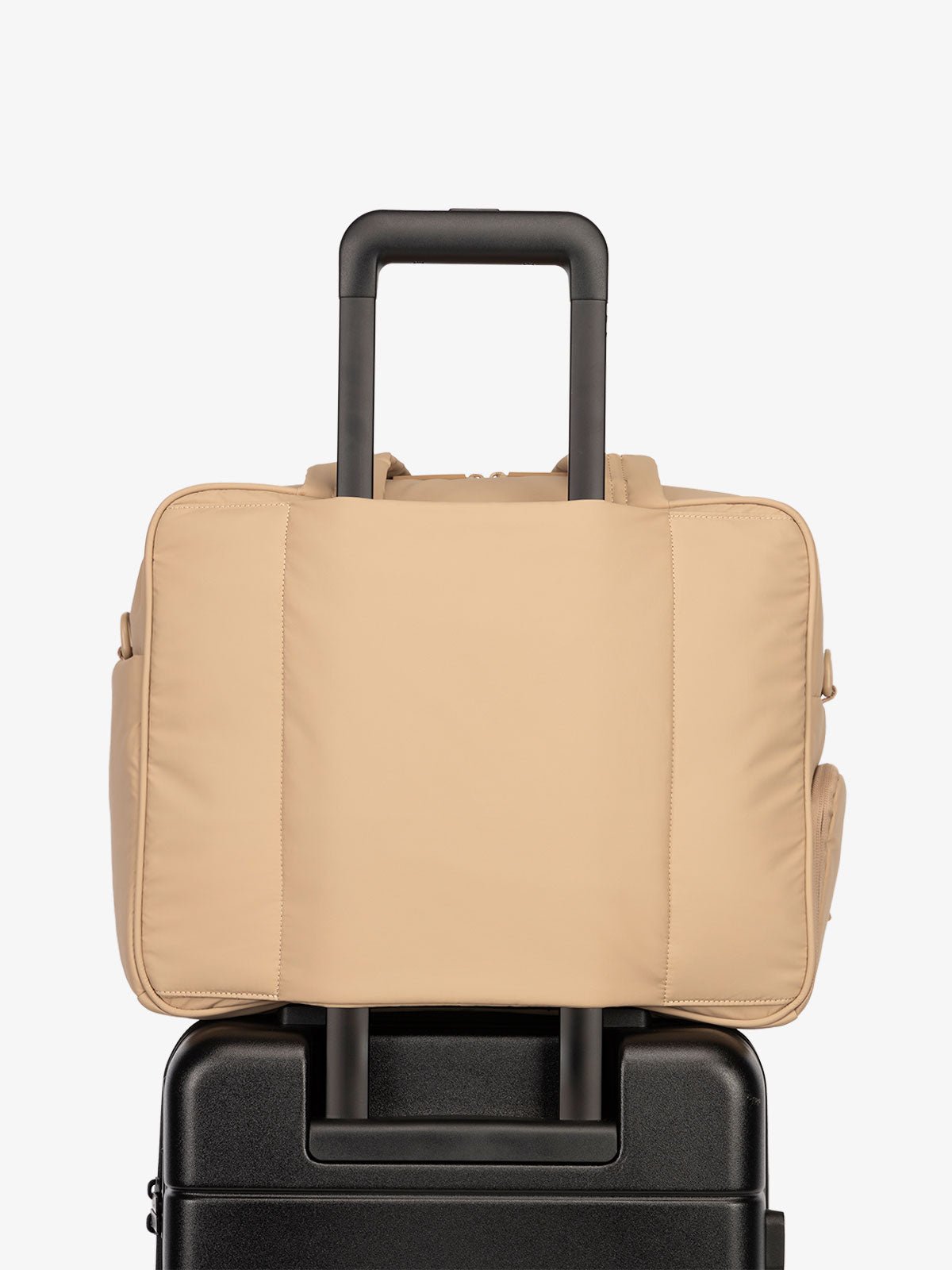 CALPAK Luka Duffel bag with luggage trolley sleeve in light brown latte