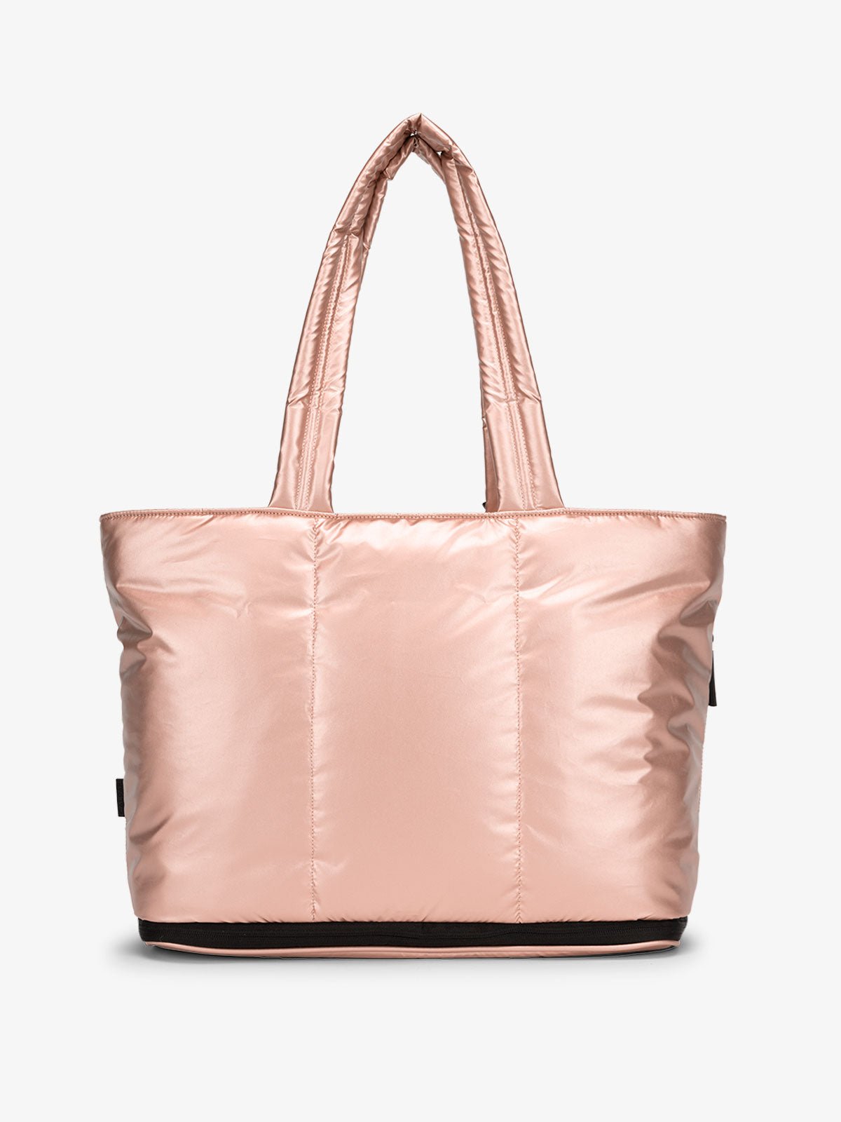 CALPAK Luka expandable tote bag with laptop compartment and padded straps in pink rose gold