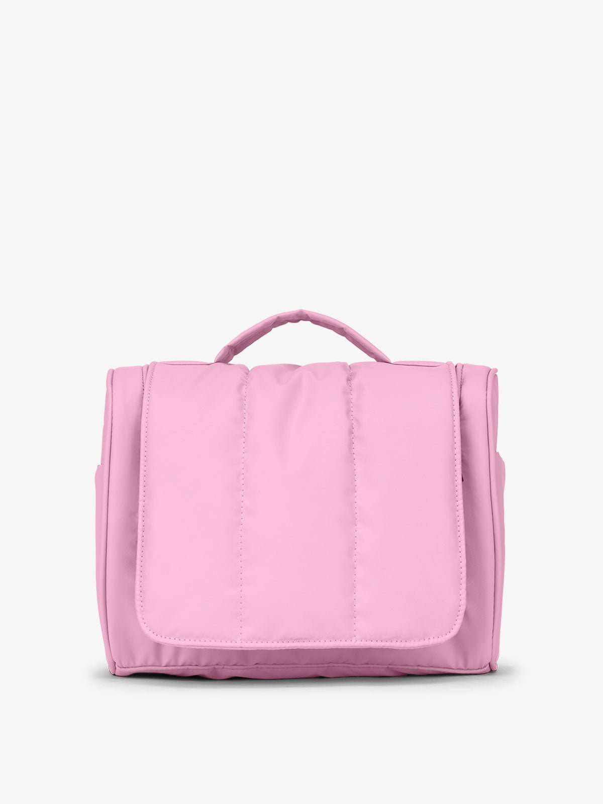 CALPAK Luka Hanging Toiletry Bag with carrying handle in pink bubblegum