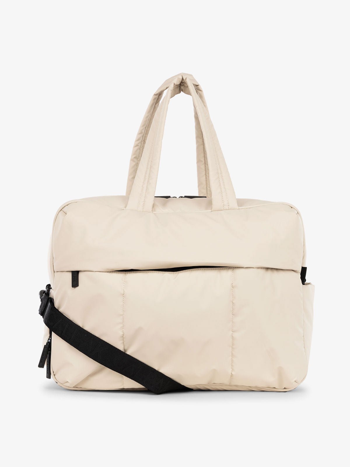 CALPAK Luka large duffle bag with detachable strap and zippered front pocket in oatmeal