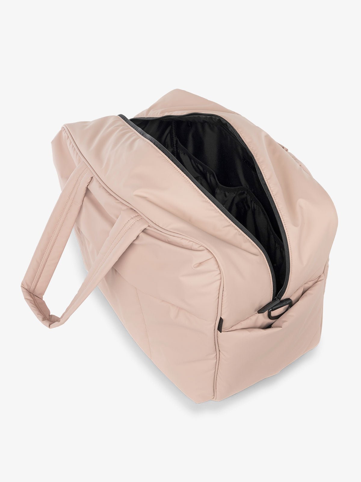 CALPAK water resistant Luka large duffel with multiple pockets and top handles in light pink