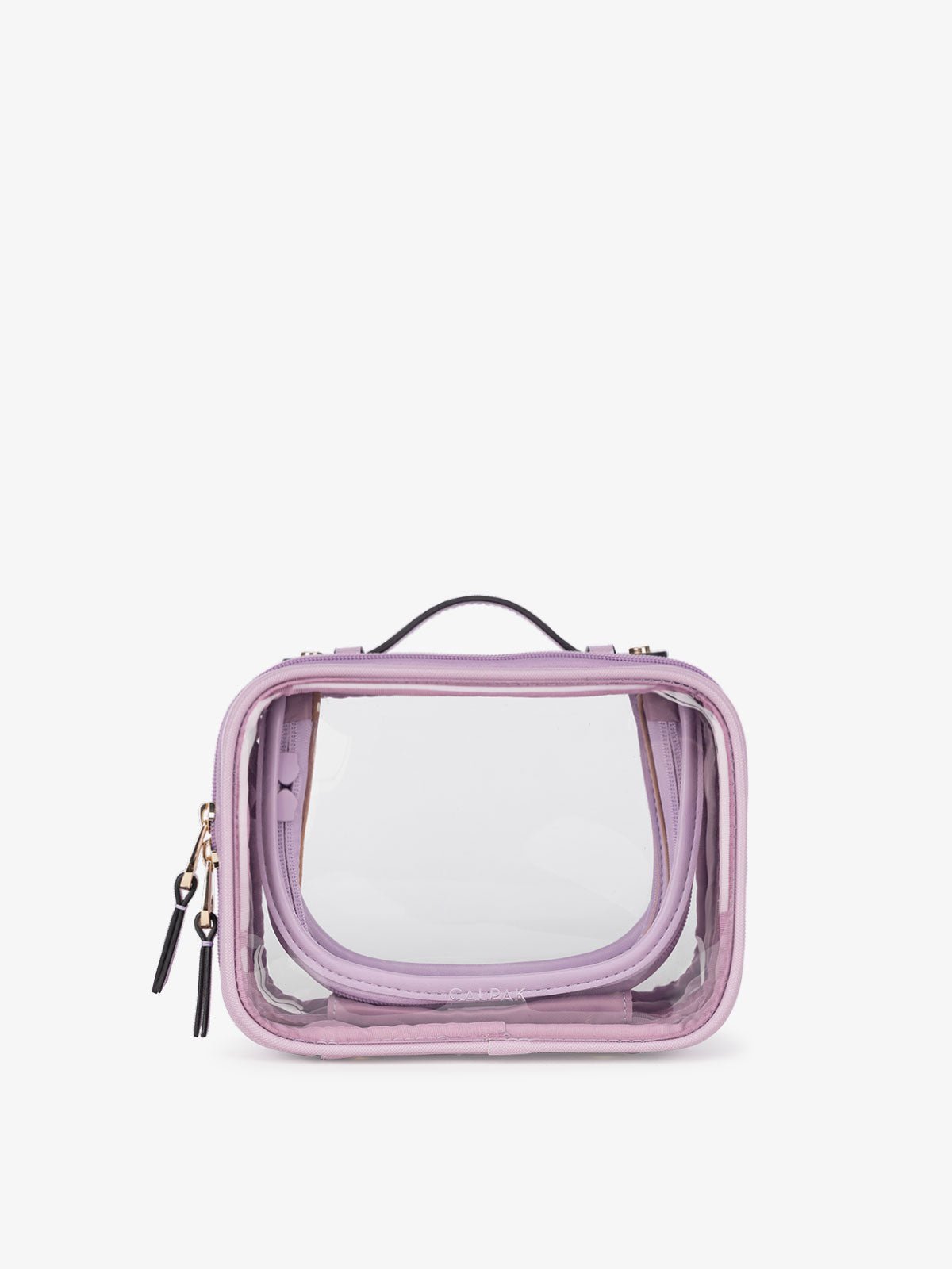 CALPAK mini clear cosmetics case in lavender purple