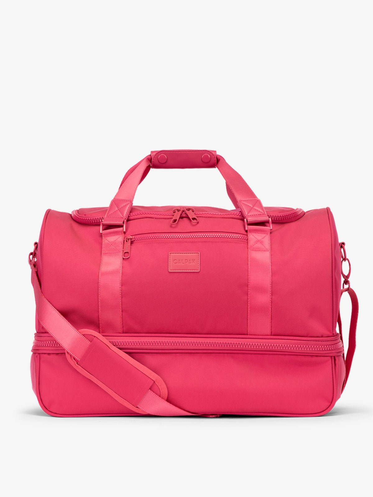 CALPAK Stevyn Duffel bag with removable crossbody strap in pink dragonfruit