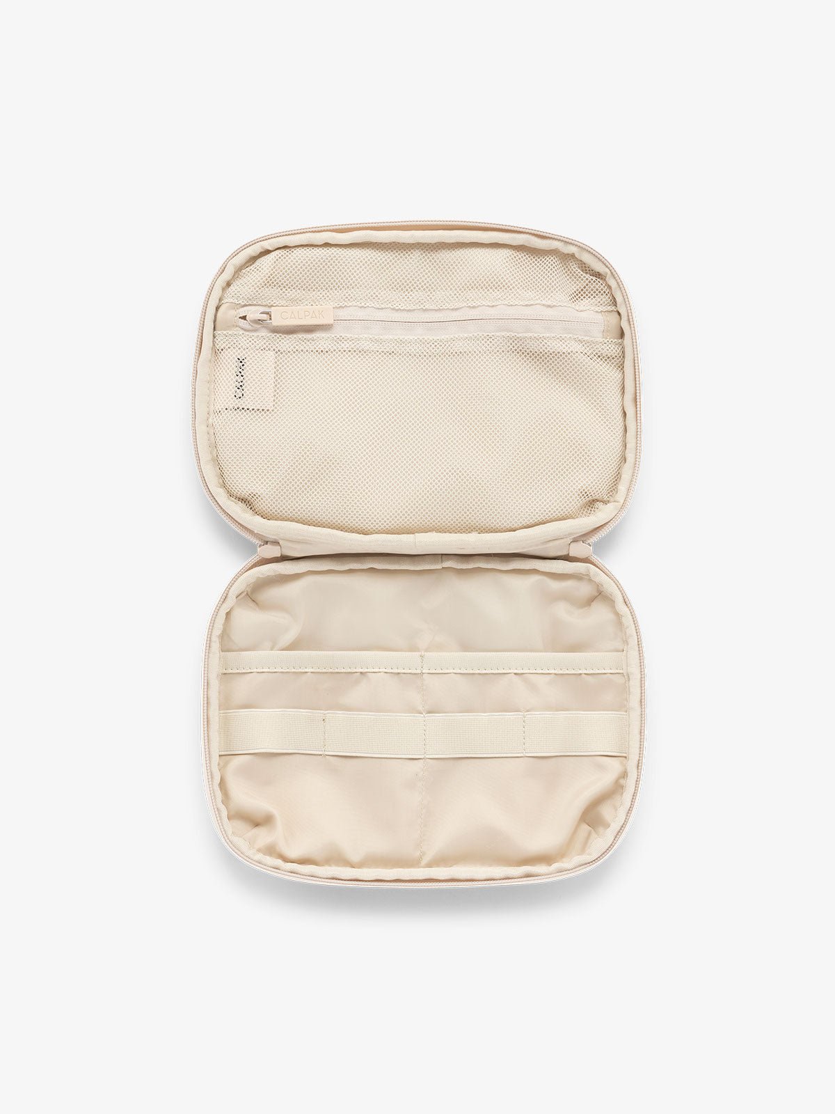 CALPAK tech and electronics organizer for travel in beige speckle