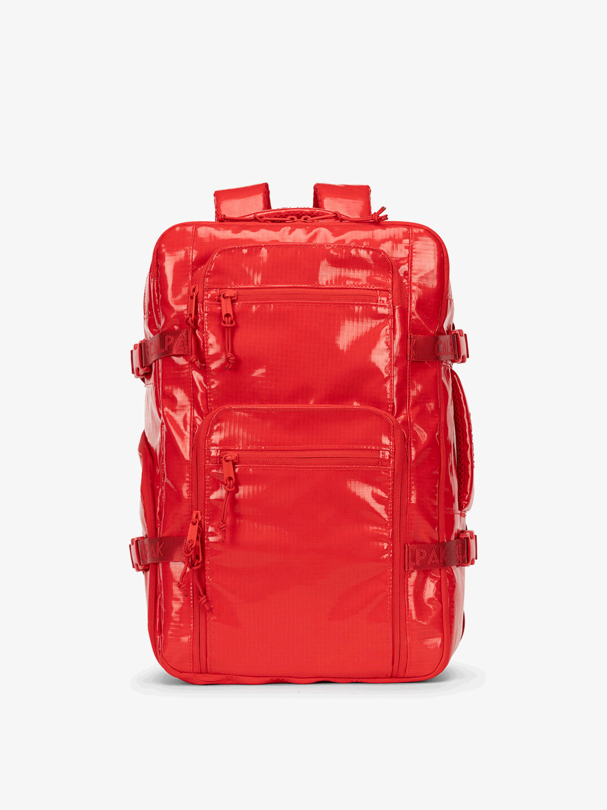 CALPAK Terra 26L Laptop Backpack and Duffel Bag 360 view in red flame
