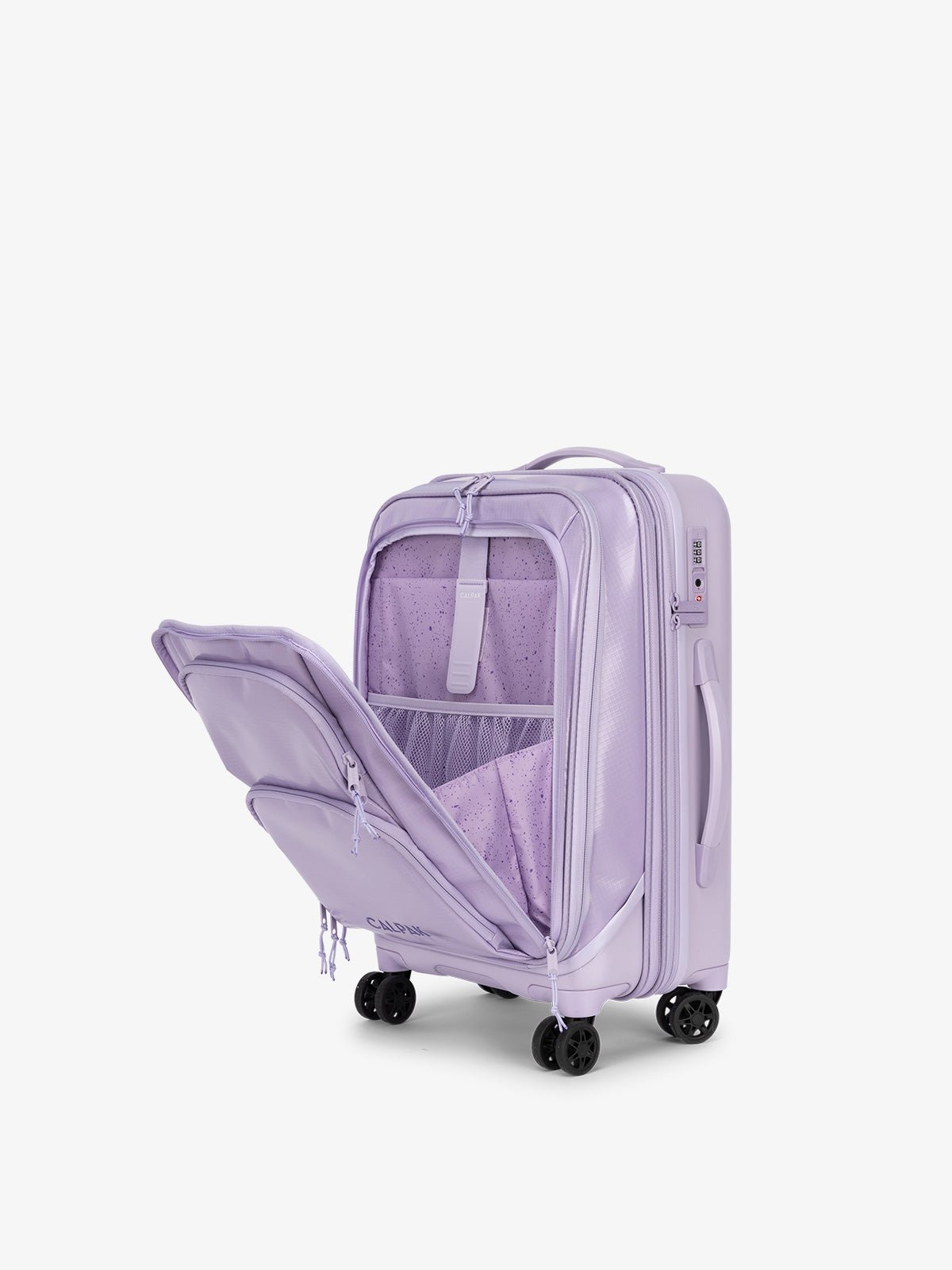 CALPAK Terra Carry-On expandable and water resistant Luggage with padded laptop compartment and 360 spinner wheels in light purple