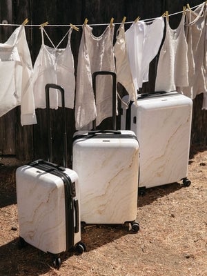 gold marble hard shell 3-piece suitcase set; LGM3000-GOLD-MARBLE