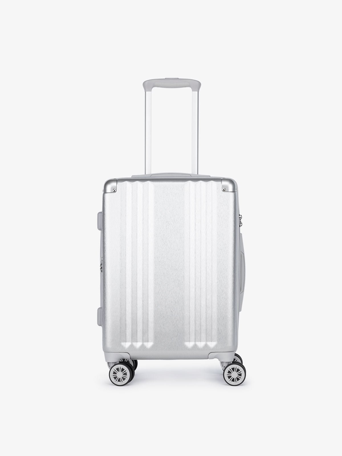 lightweight silver CALPAK Ambeur 22 inch hardside rolling spinner carry on luggage