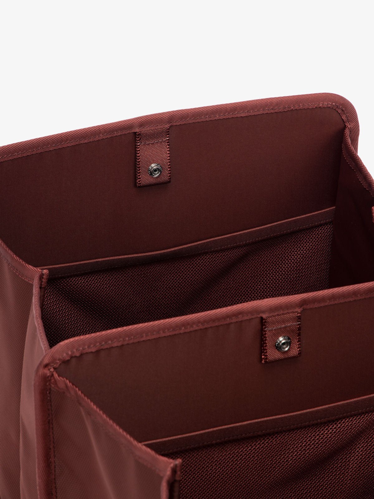 interior of trunk organizer for car in maroon