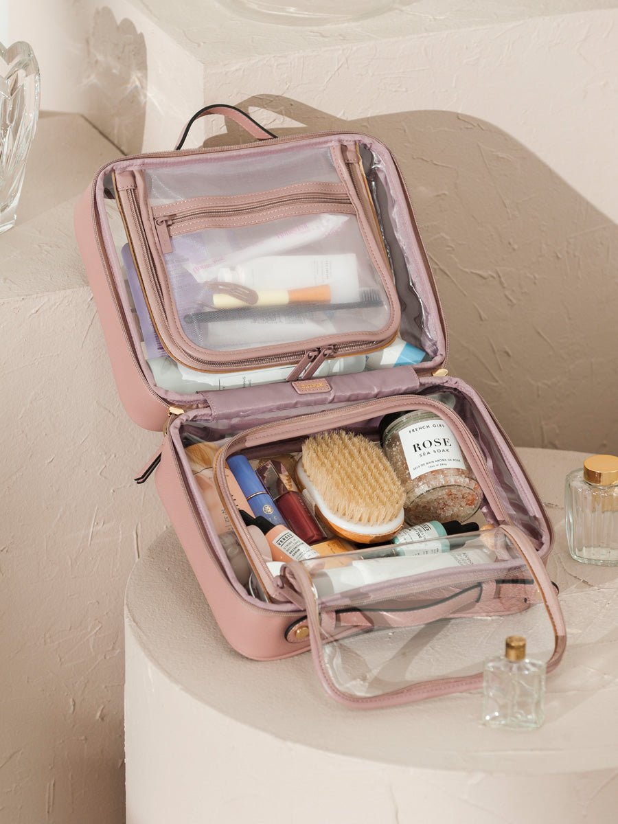 CALPAK clear travel makeup bag with compartments