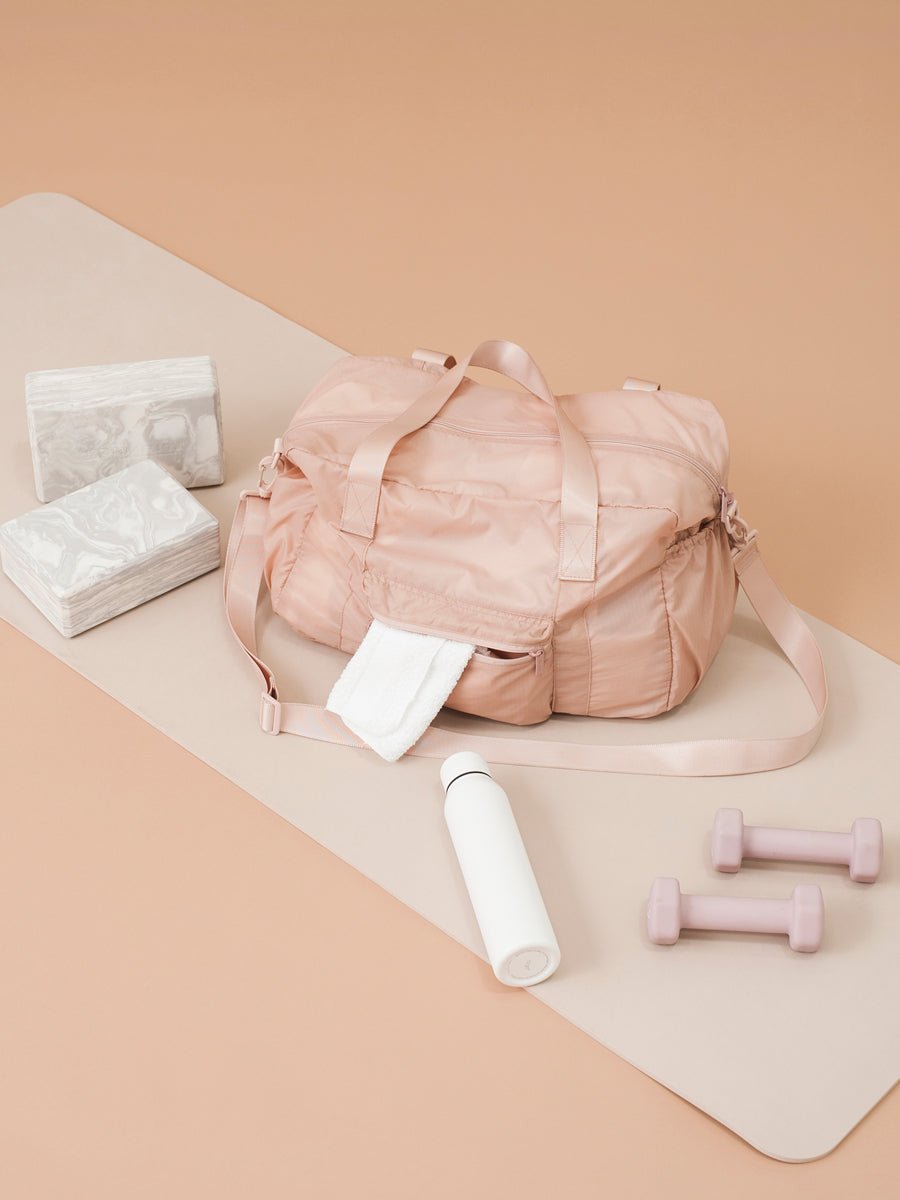 CALPAK pink nylon gym duffel bag for women
