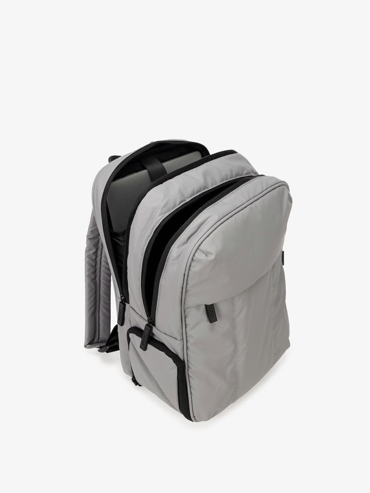 compartments for Luka laptop backpack in grey