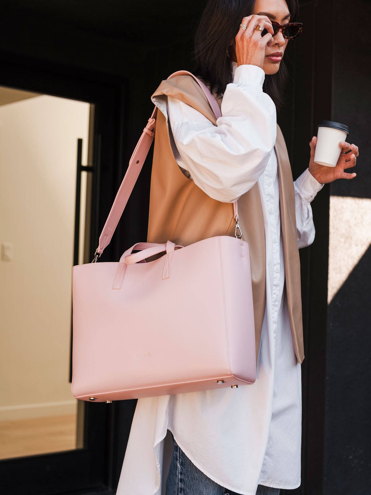 Haven laptop tote bag for women in pink petal