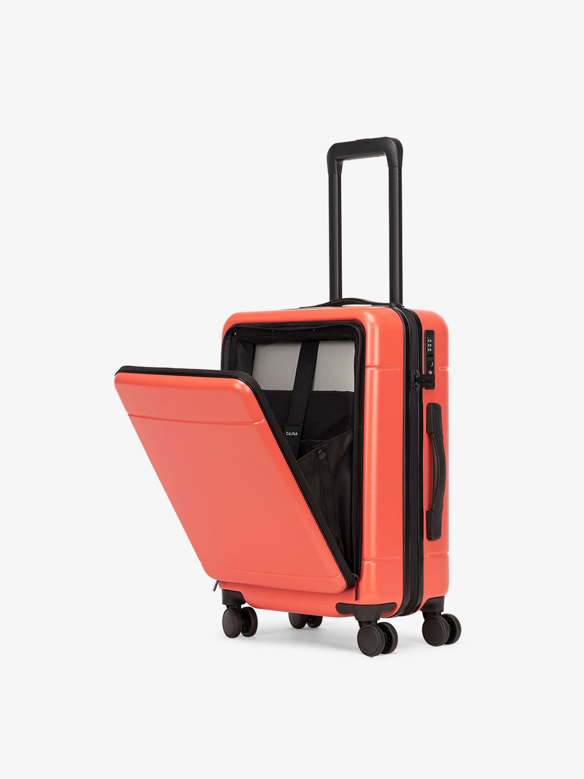 hue front pocket carry-on hardshell luggage