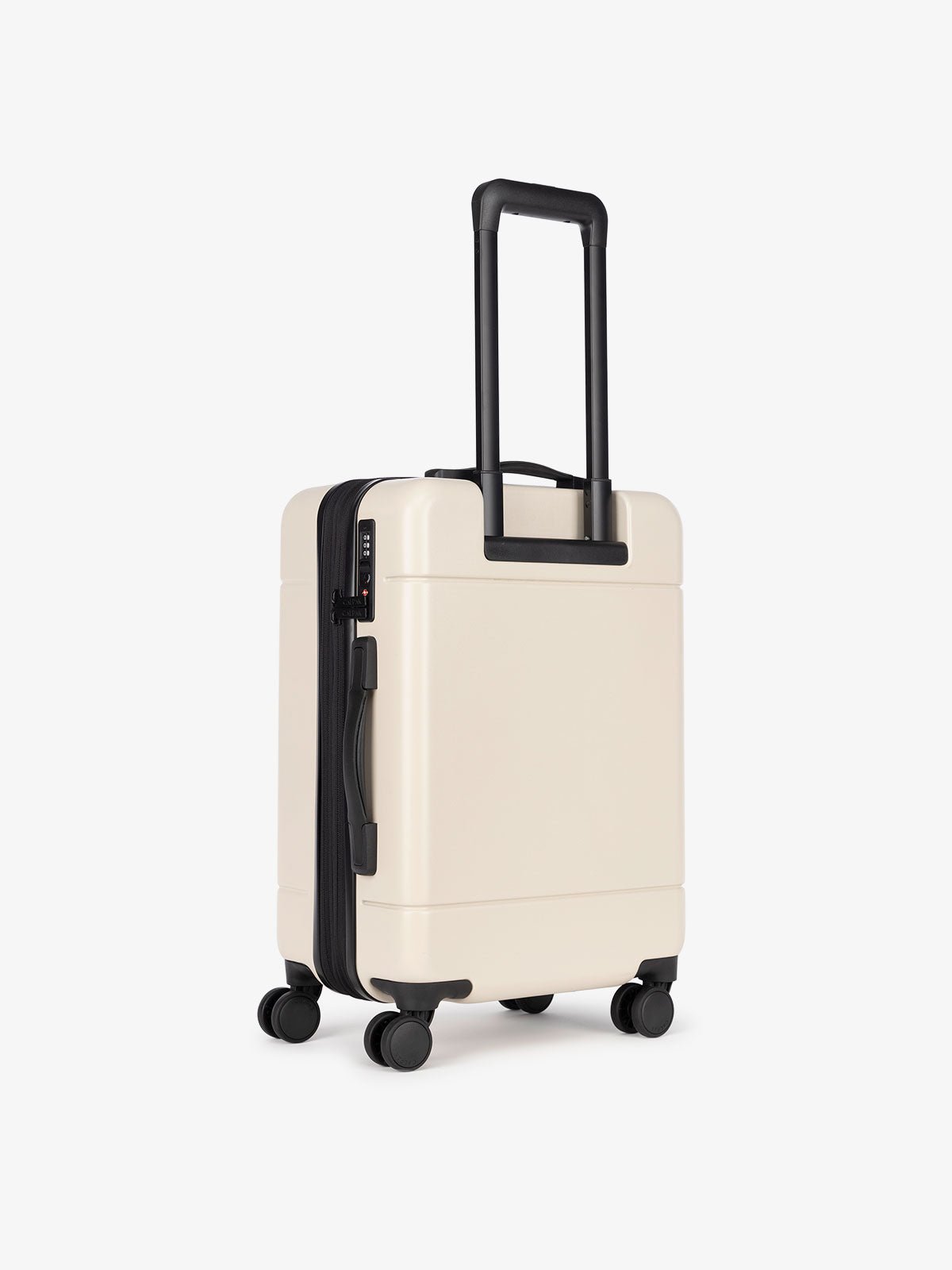 CALPAK Hue lightweight carry-on suitcase with laptop pocket in cream linen color