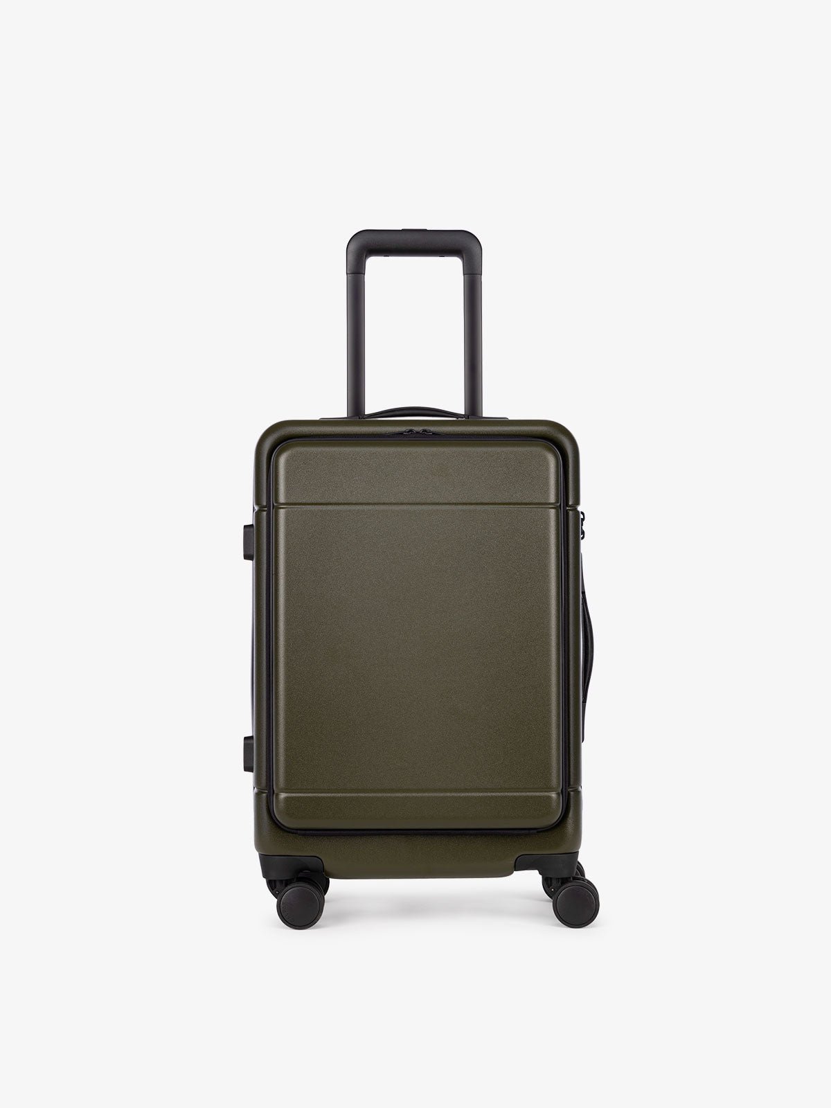 CALPAK Hue hardside carry-on spinner luggage with laptop compartment in green moss color