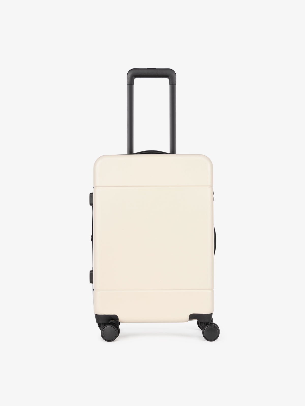 CALPAK Hue hard shell rolling carry-on luggage in linen cream color