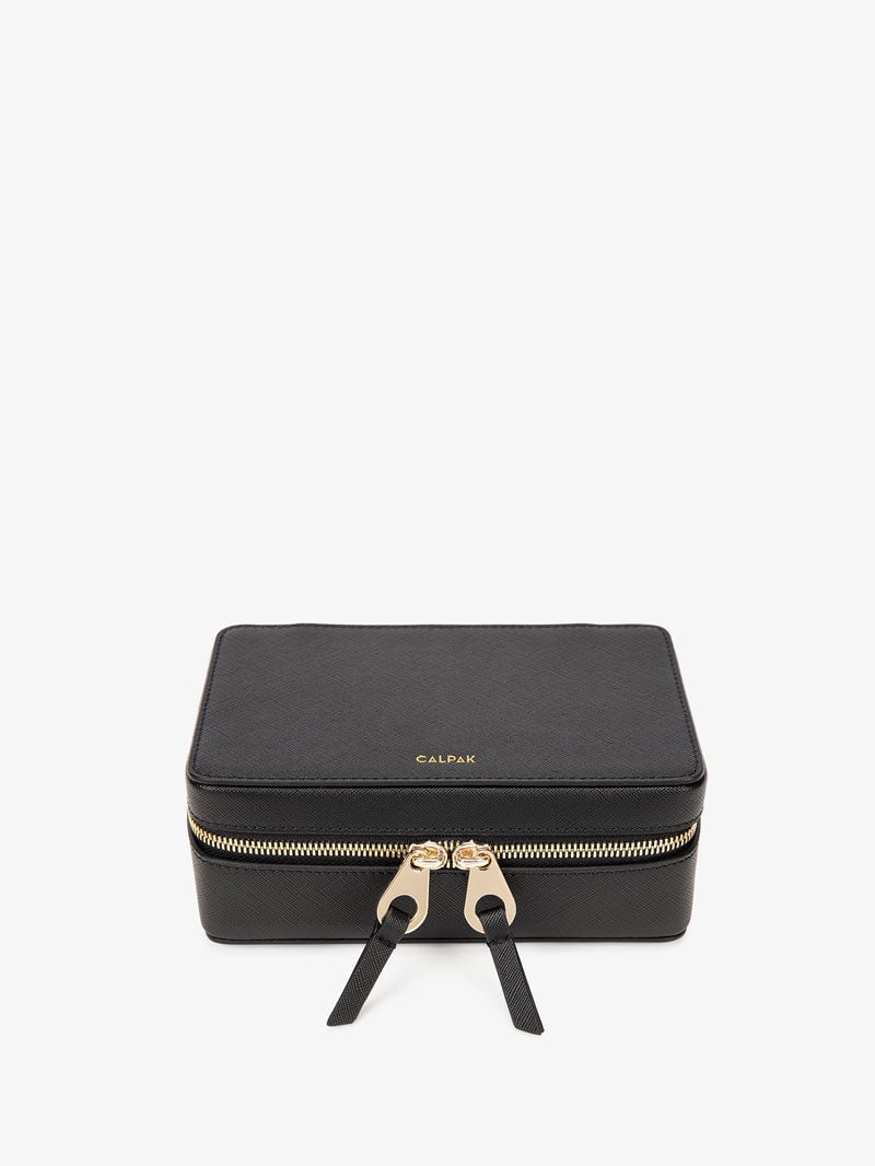 travel zippered jewelry box in black
