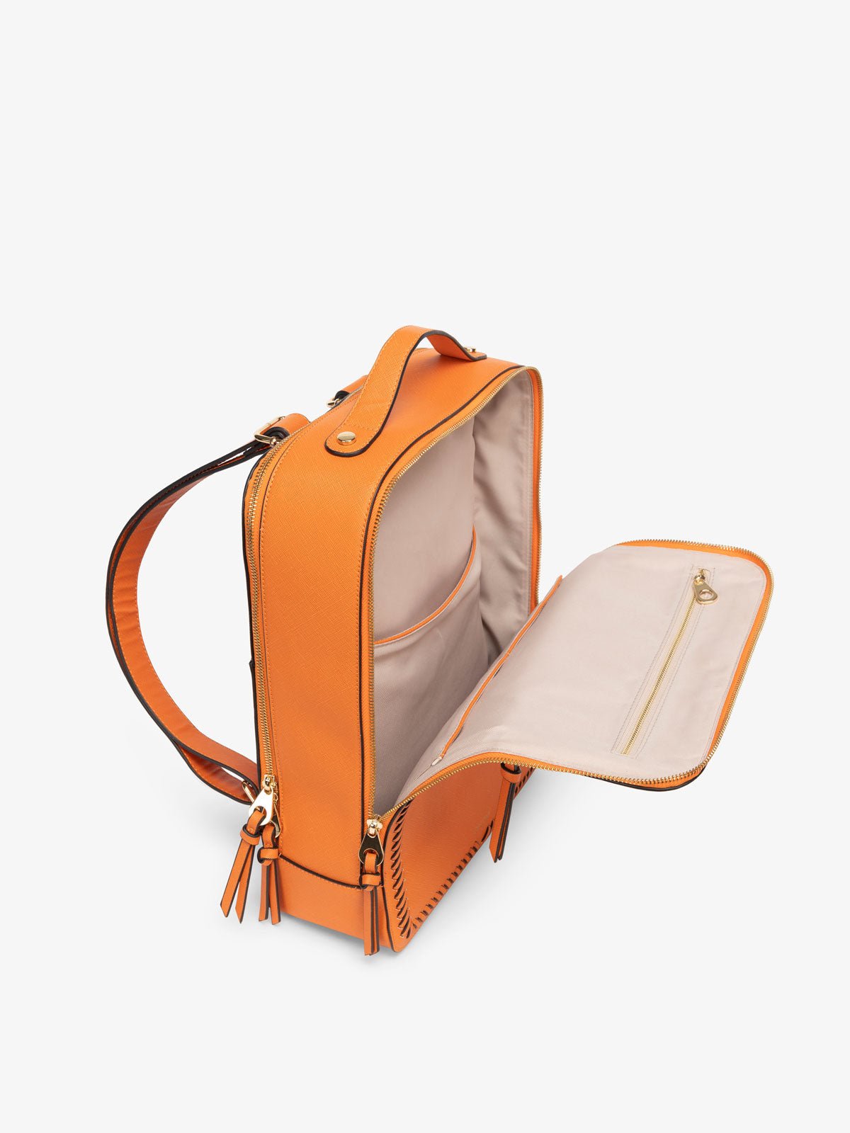Kaya laptop backpack top view in orange papaya