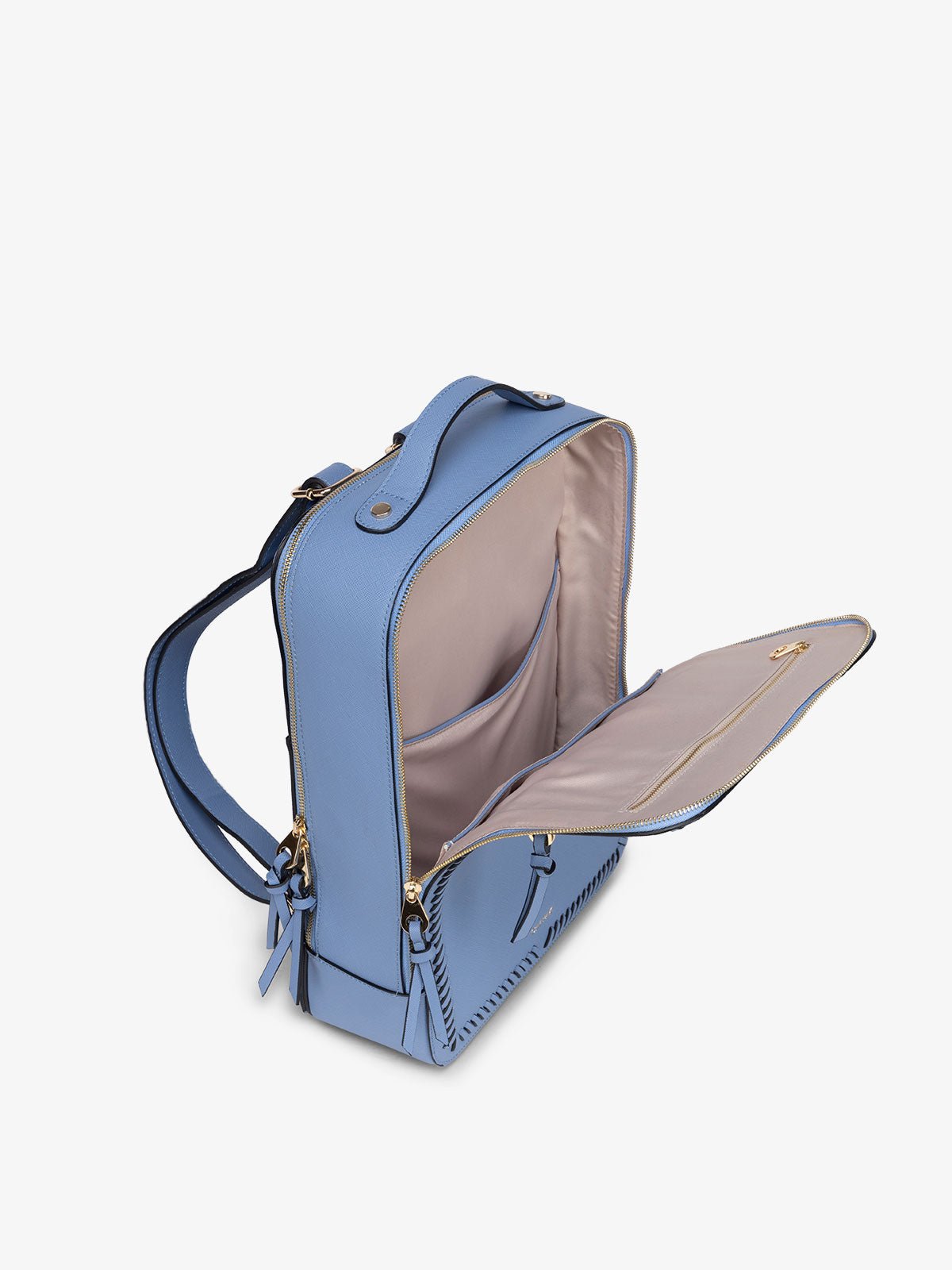interior of Kaya laptop backpack with compartments
