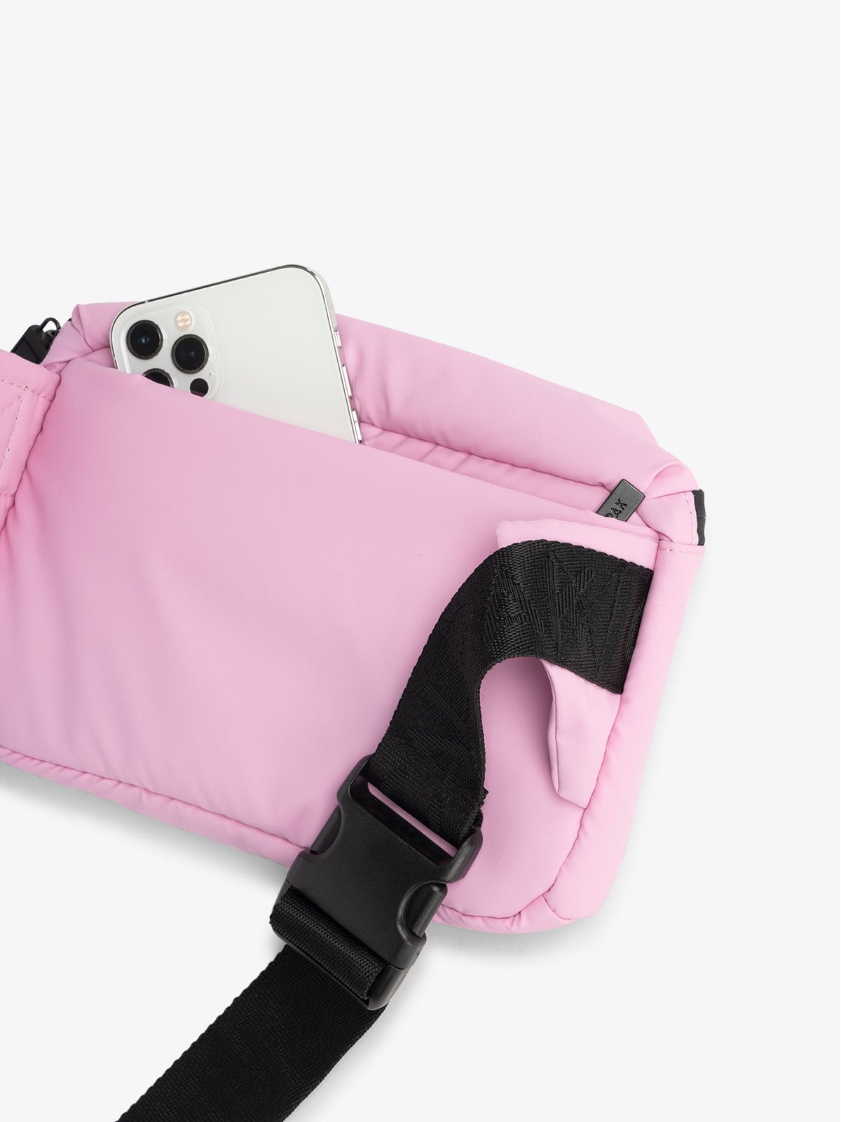 CALPAK Luka small waist bag with adjustable strap and back pocket in bubblegum