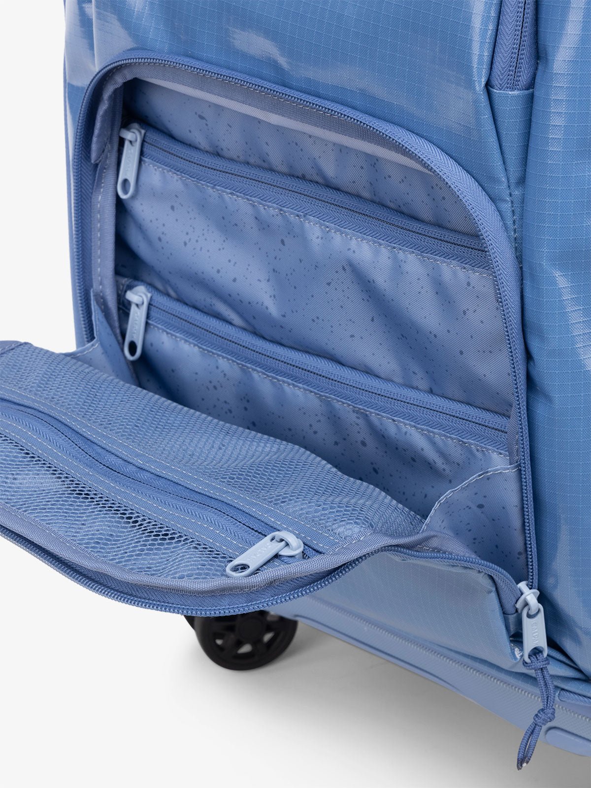 CALPAK Terra Carry-On suitcase front interior pockets in glacier