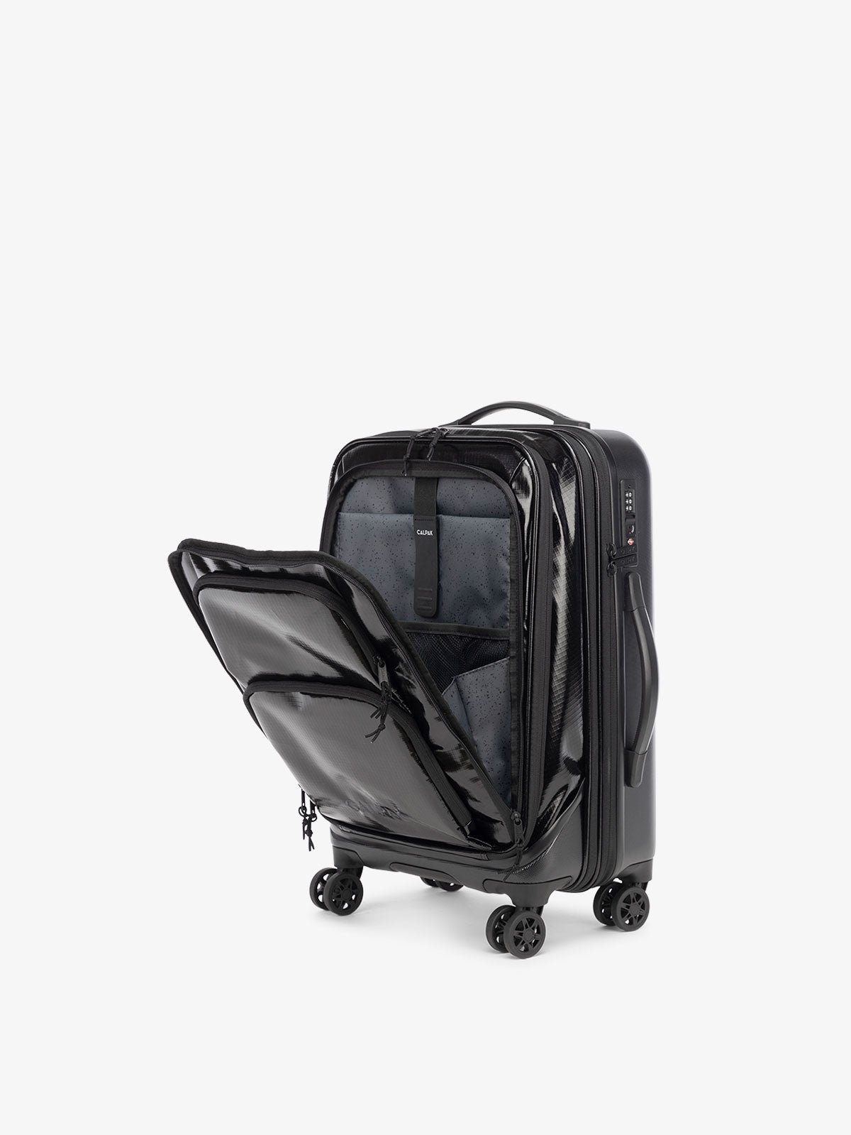 CALPAK Terra Carry-On expandable and water resistant Luggage with padded laptop compartment and 360 spinner wheels in obsidian