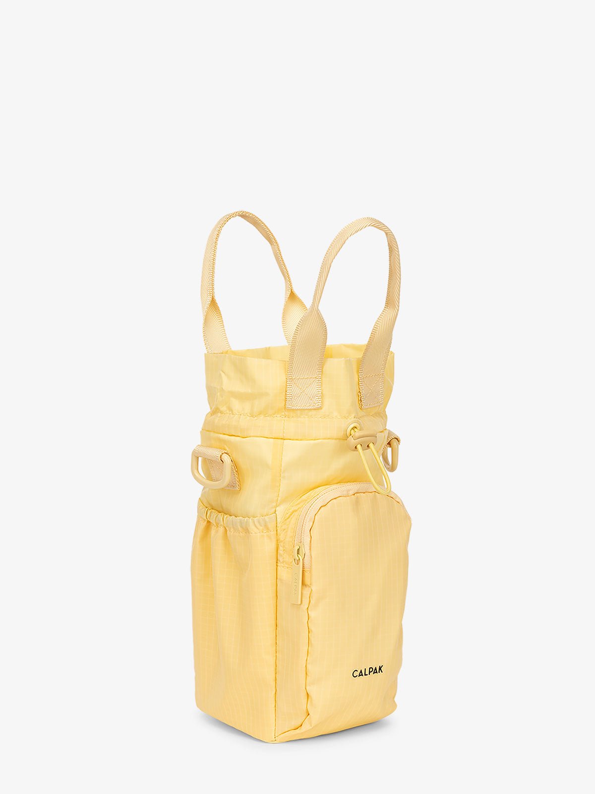 water bottle sling purse in lemonade yellow
