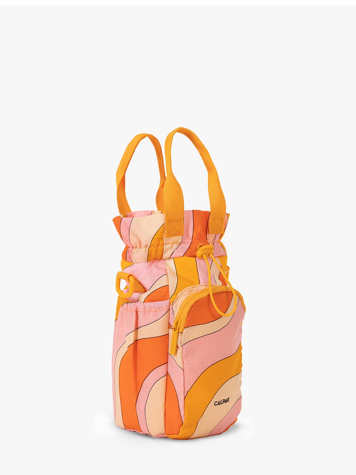 CALPAK Water Bottle Holder purse with zipped pocket for phone in retro sunset