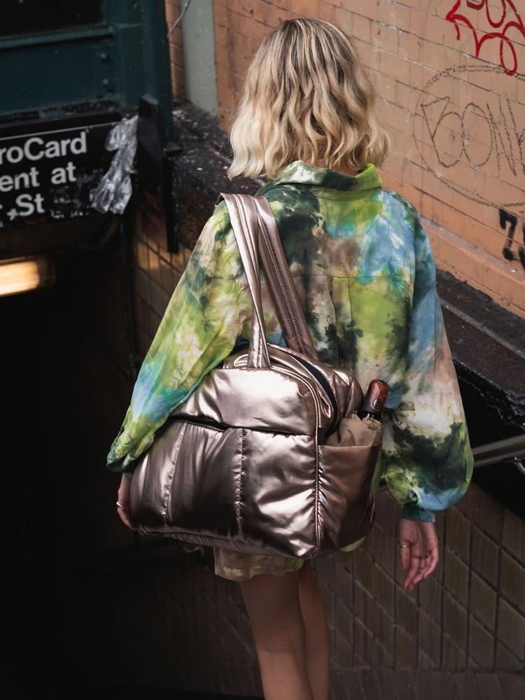 gold bronze CALPAK Luka duffel bag for women