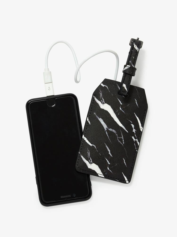 stylish fashion CALPAK power luggage tag  in black marble color with travel battery inside