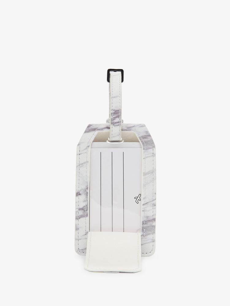 CALPAK stylish white marble luggage tag with travel battery inside