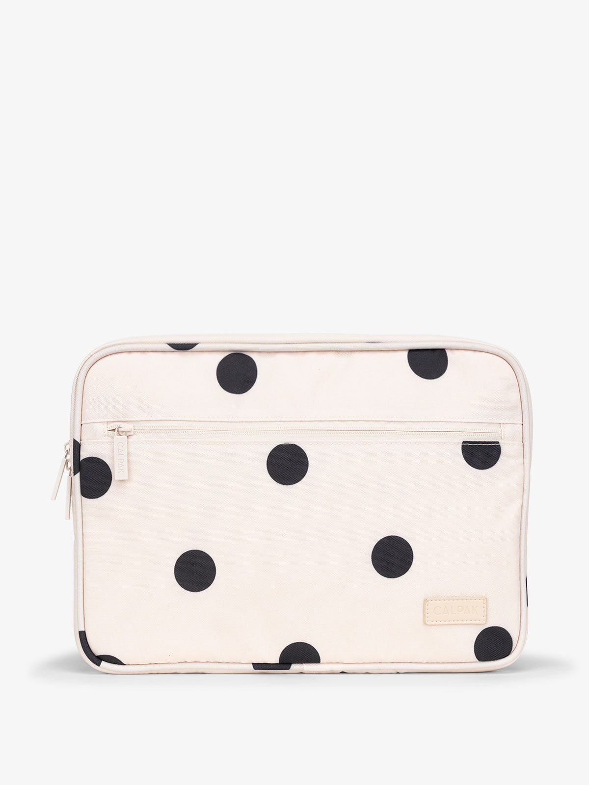 CALPAK 13-14 Inch Laptop Case with zippered front pocket in polka dot; ALP2213-POLKA-DOT