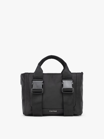 CALPAK Fit Gym Crossbody Bag in Black front view with white background; ABF2601-BLACK view 1