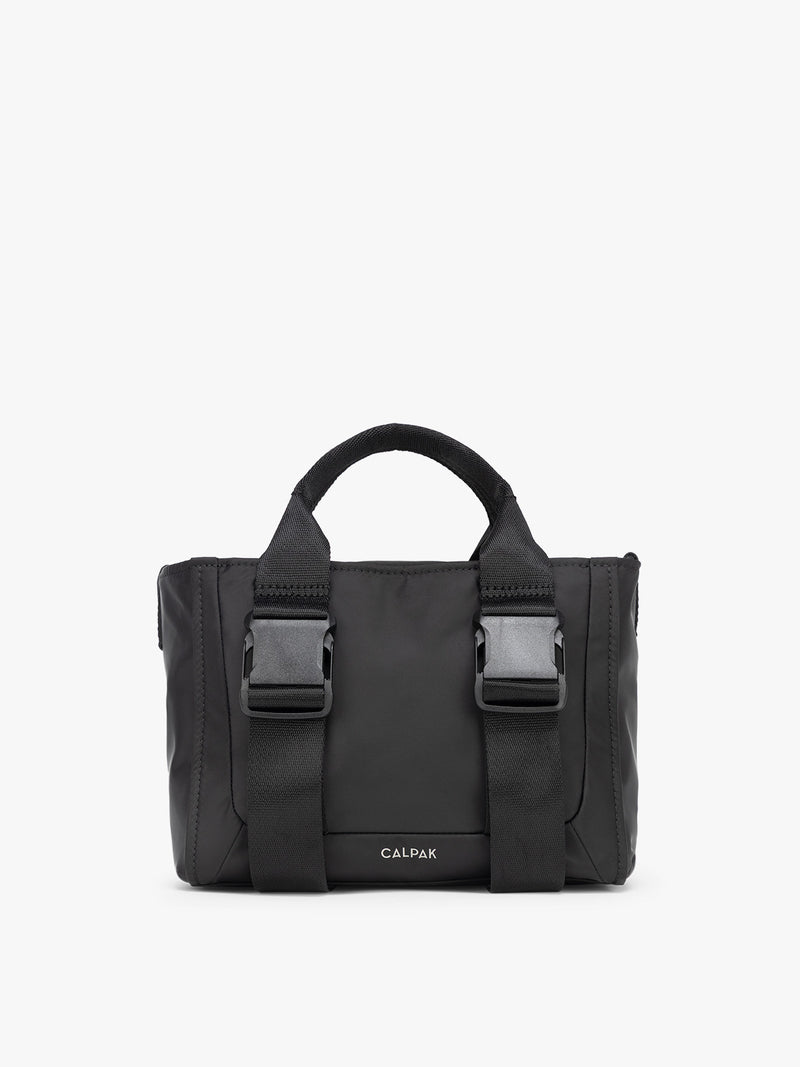 CALPAK Fit Gym Crossbody Bag in Black front view with white background