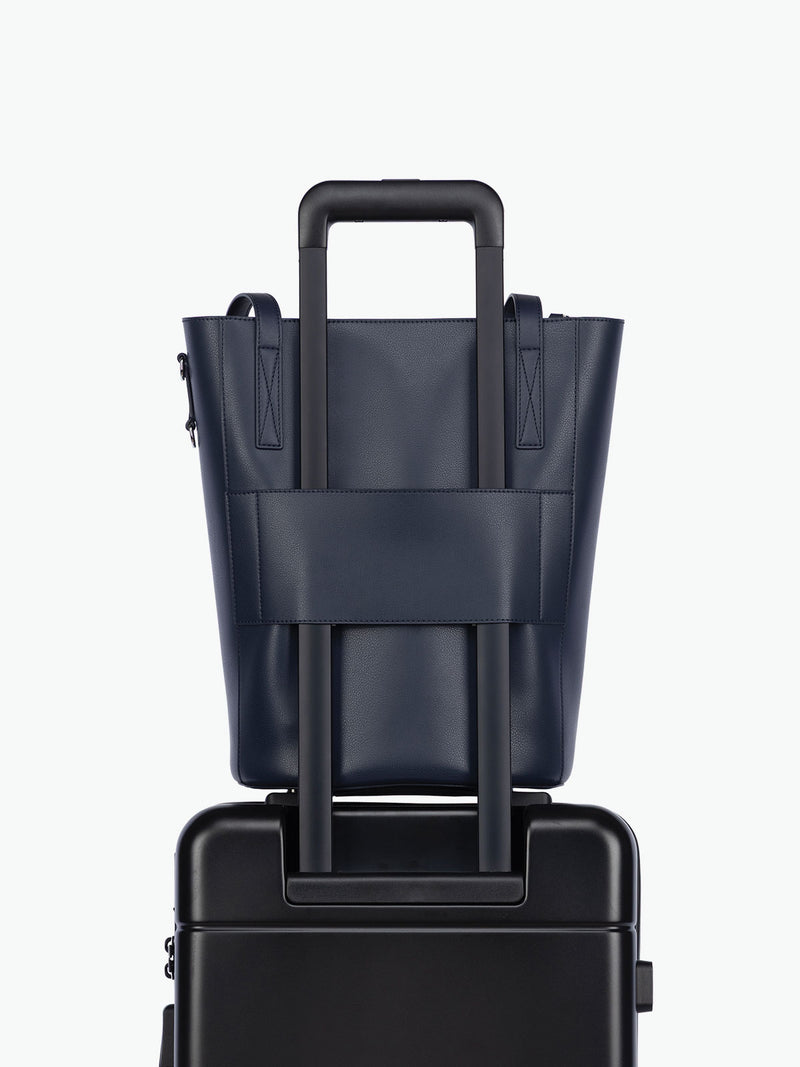 CALPAK Haven 14" Haven Laptop Tote in dark blue Navy trolley sleeve