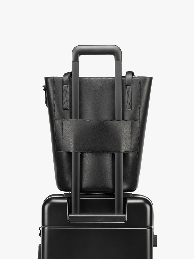 CALPAK Haven 14 inch Laptop Bucket Bag in Black trolley sleeve